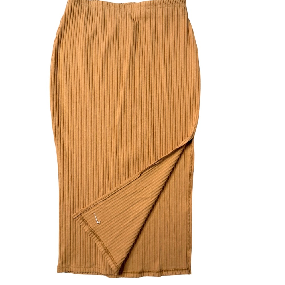 Nike Ribbed Knit Midi Slit Skirt Size S High Waist Stretch Pencil Straight‎